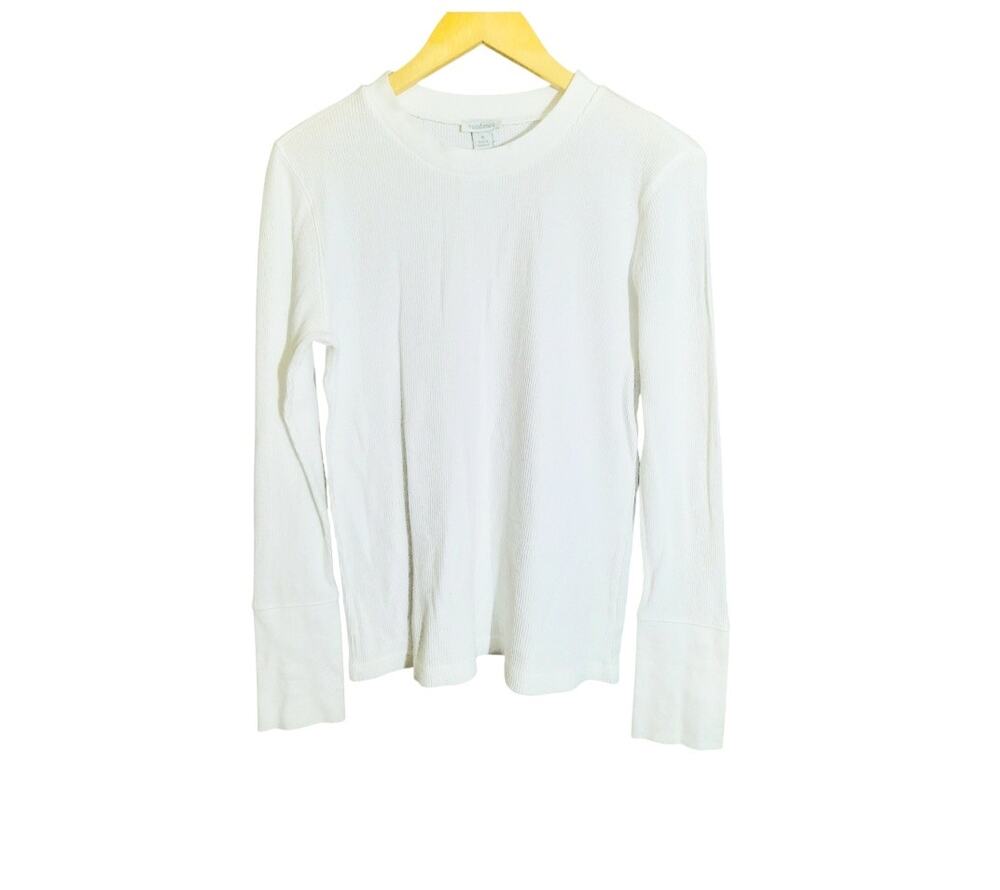 Sundance Womens Catalog Waffle Knit Thermal Extended Long Sleeve Crewneck Size M